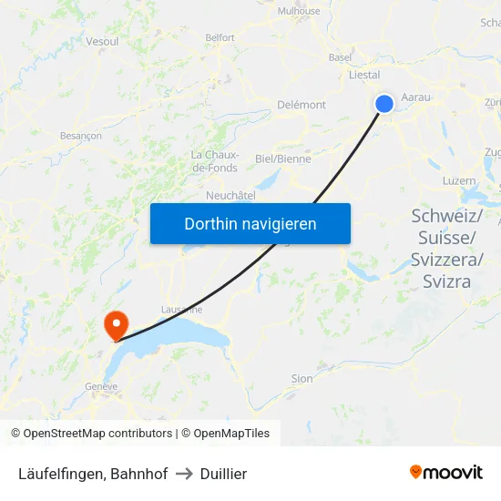 Läufelfingen, Bahnhof to Duillier map