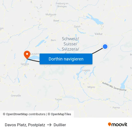 Davos Platz, Postplatz to Duillier map