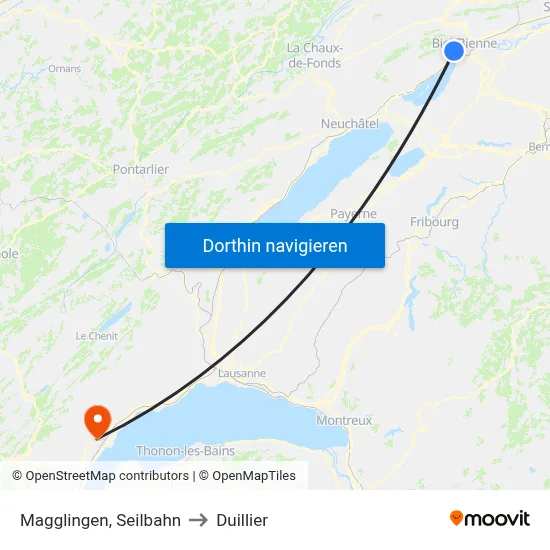 Magglingen, Seilbahn to Duillier map