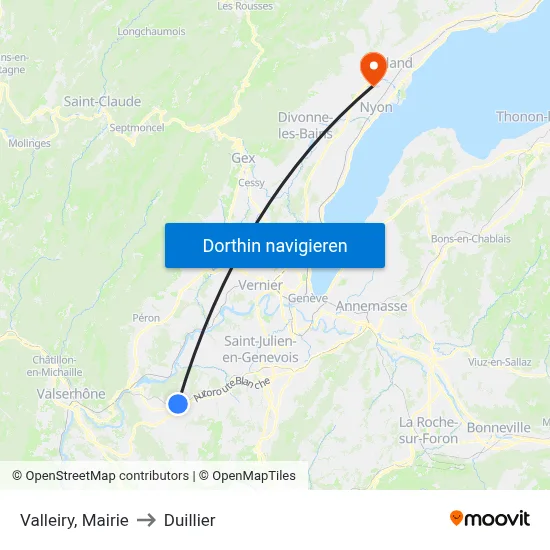 Valleiry, Mairie to Duillier map