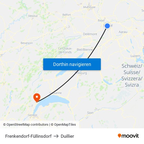 Frenkendorf-Füllinsdorf to Duillier map