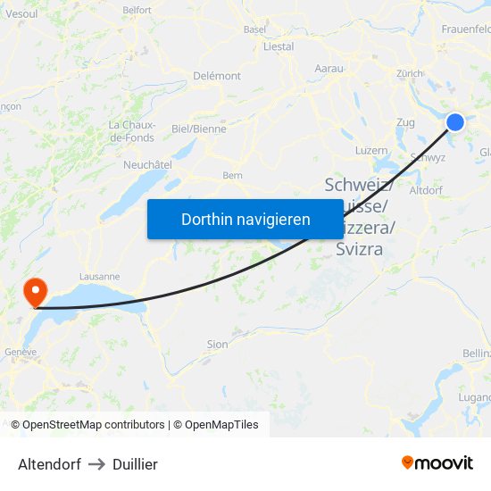 Altendorf to Duillier map