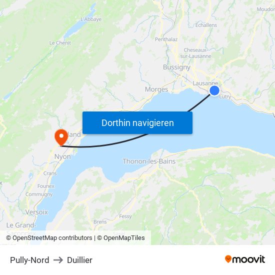 Pully-Nord to Duillier map