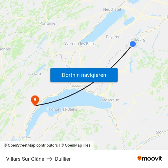 Villars-Sur-Glâne to Duillier map