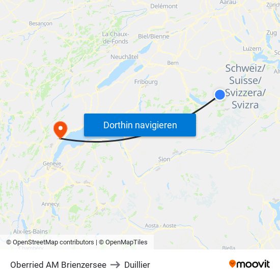 Oberried AM Brienzersee to Duillier map