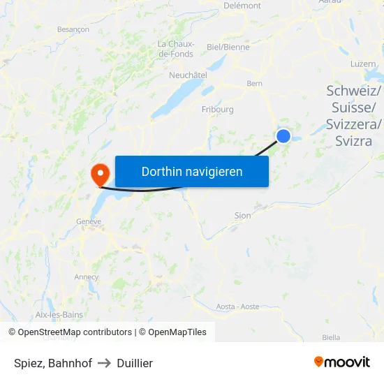 Spiez, Bahnhof to Duillier map