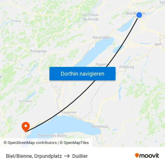 Biel/Bienne, Orpundplatz to Duillier map