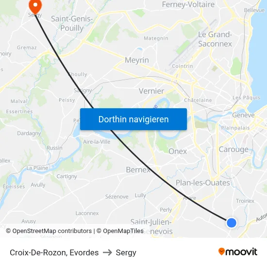 Croix-De-Rozon, Evordes to Sergy map