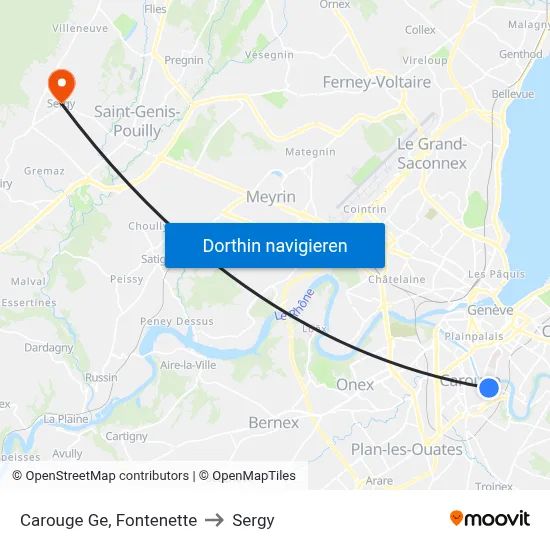Carouge Ge, Fontenette to Sergy map
