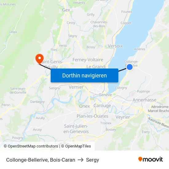 Collonge-Bellerive, Bois-Caran to Sergy map