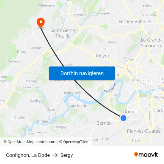 Confignon, La Dode to Sergy map