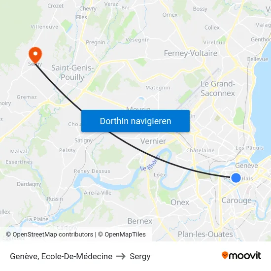 Genève, Ecole-De-Médecine to Sergy map