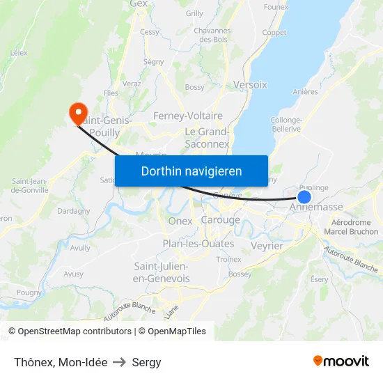 Thônex, Mon-Idée to Sergy map