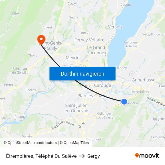 Étrembières, Téléphé Du Salève to Sergy map