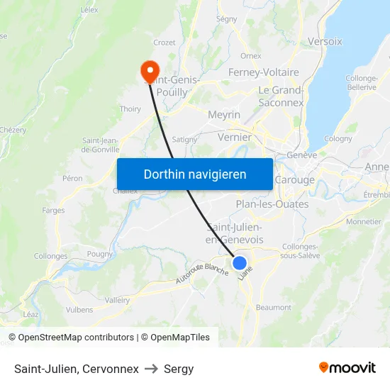 Saint-Julien, Cervonnex to Sergy map