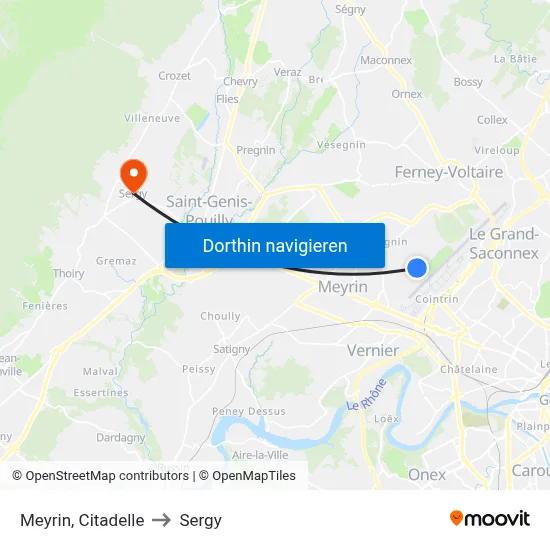 Meyrin, Citadelle to Sergy map