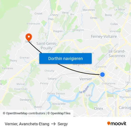 Vernier, Avanchets-Etang to Sergy map