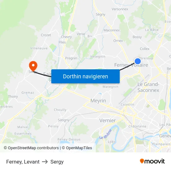 Ferney, Levant to Sergy map