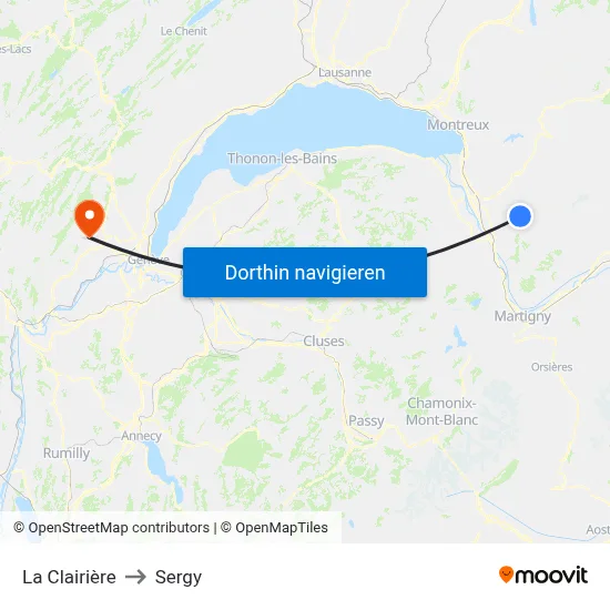 La Clairière to Sergy map