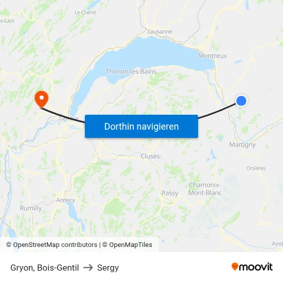 Gryon, Bois-Gentil to Sergy map
