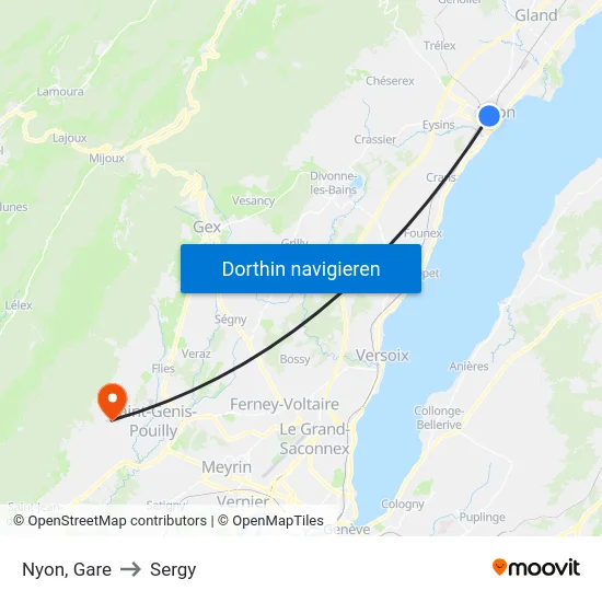 Nyon, Gare to Sergy map