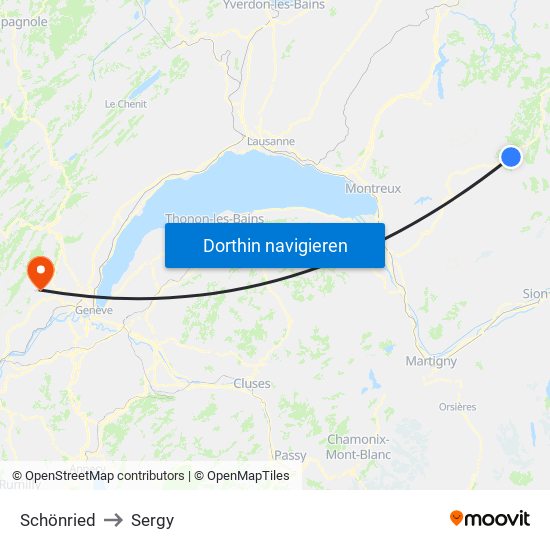 Schönried to Sergy map