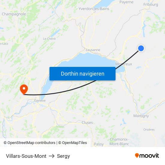 Villars-Sous-Mont to Sergy map