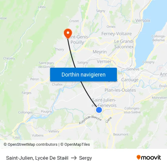 Saint-Julien, Lycée De Staël to Sergy map