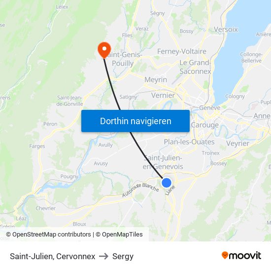 Saint-Julien, Cervonnex to Sergy map