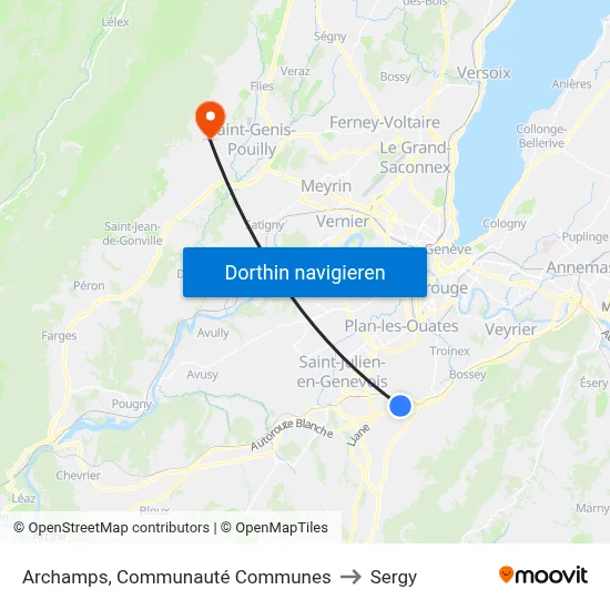 Archamps, Communauté Communes to Sergy map