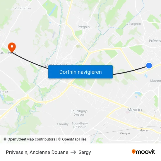 Prévessin, Ancienne Douane to Sergy map