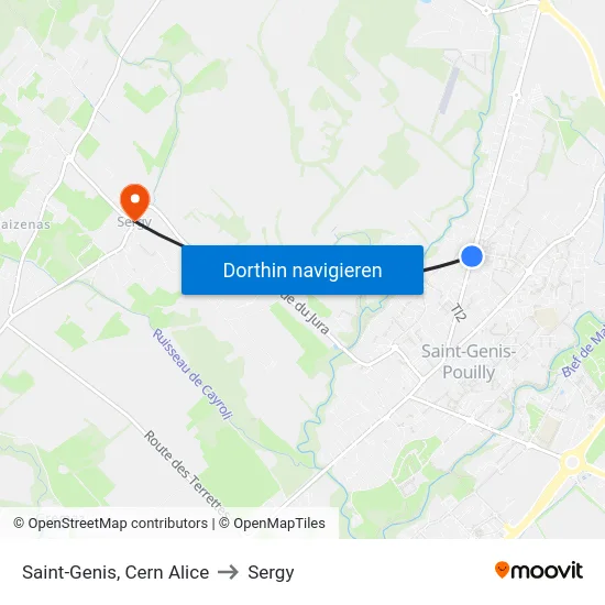 Saint-Genis, Cern Alice to Sergy map