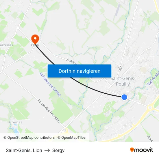 Saint-Genis, Lion to Sergy map