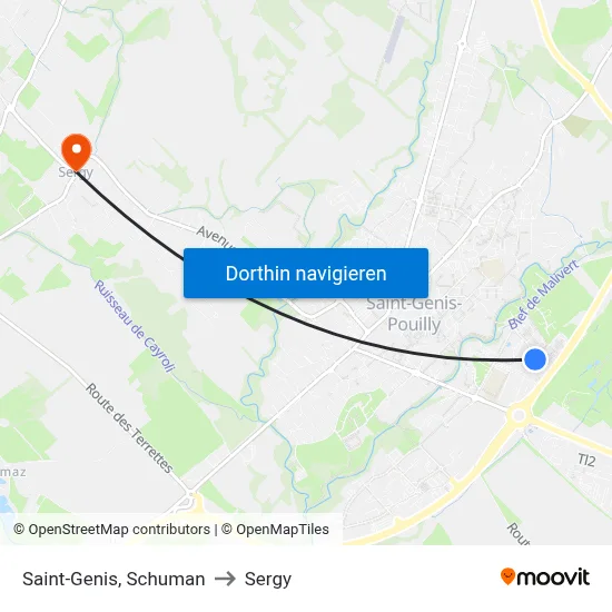 Saint-Genis, Schuman to Sergy map