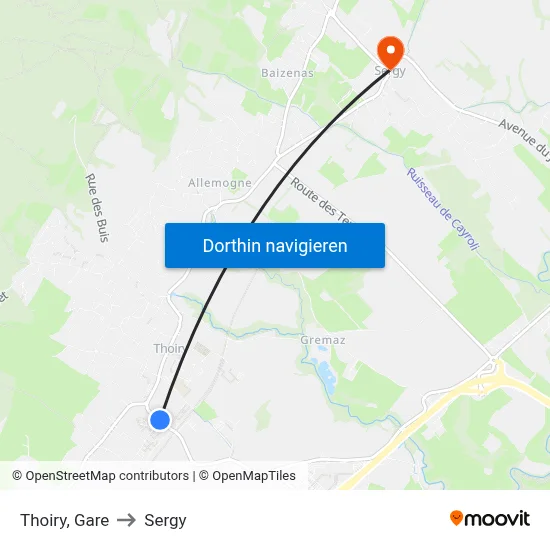 Thoiry, Gare to Sergy map