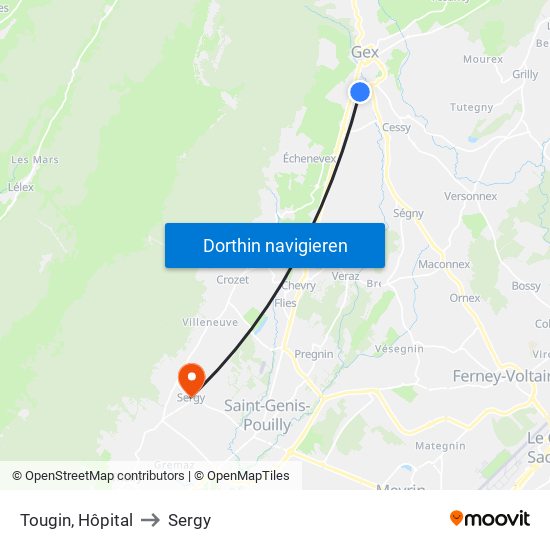 Tougin, Hôpital to Sergy map