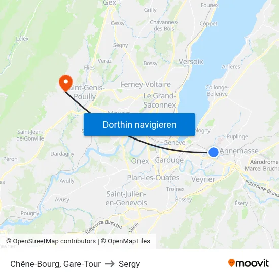 Chêne-Bourg, Gare-Tour to Sergy map