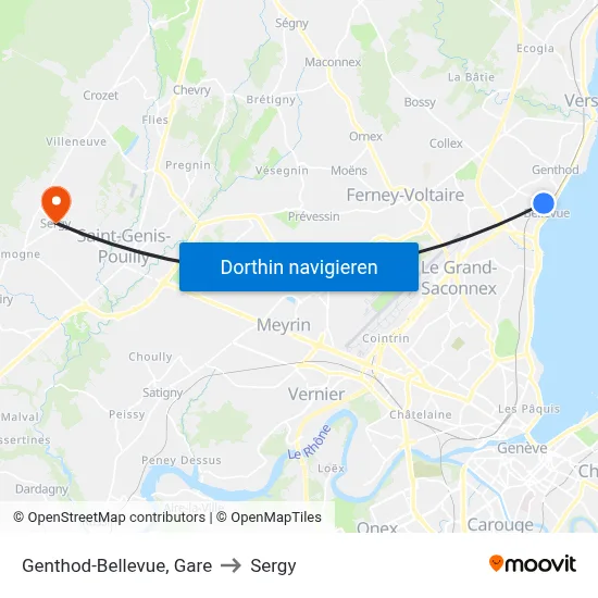 Genthod-Bellevue, Gare to Sergy map