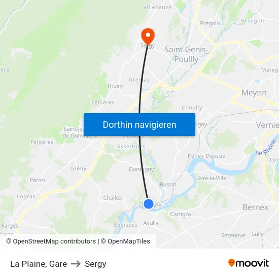 La Plaine, Gare to Sergy map