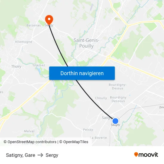 Satigny, Gare to Sergy map