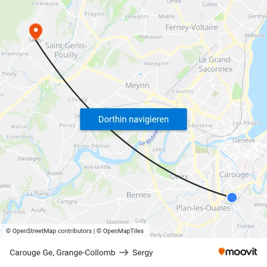Carouge Ge, Grange-Collomb to Sergy map