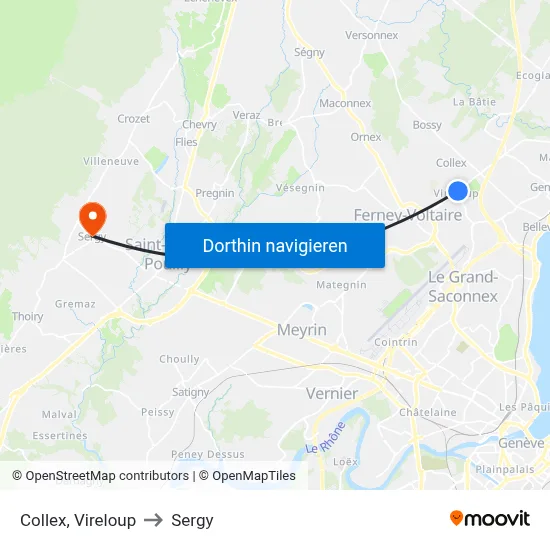 Collex, Vireloup to Sergy map