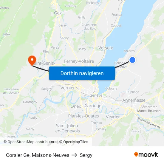 Corsier Ge, Maisons-Neuves to Sergy map