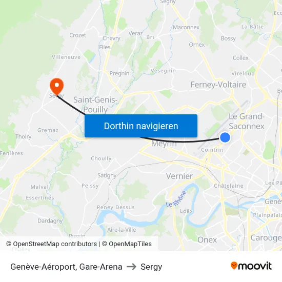 Genève-Aéroport, Gare-Arena to Sergy map