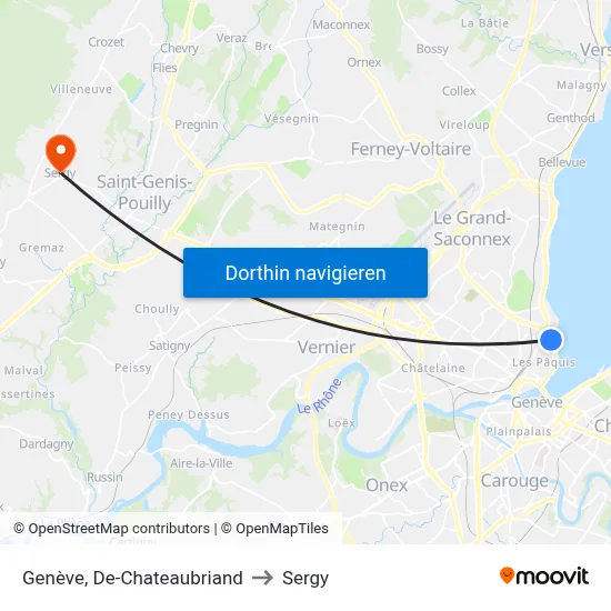Genève, De-Chateaubriand to Sergy map