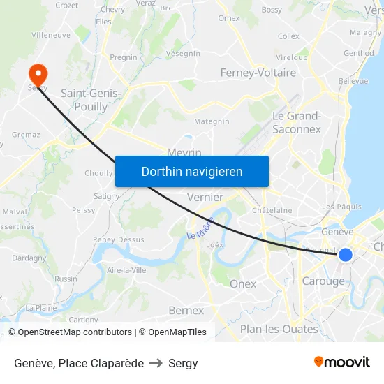 Genève, Place Claparède to Sergy map