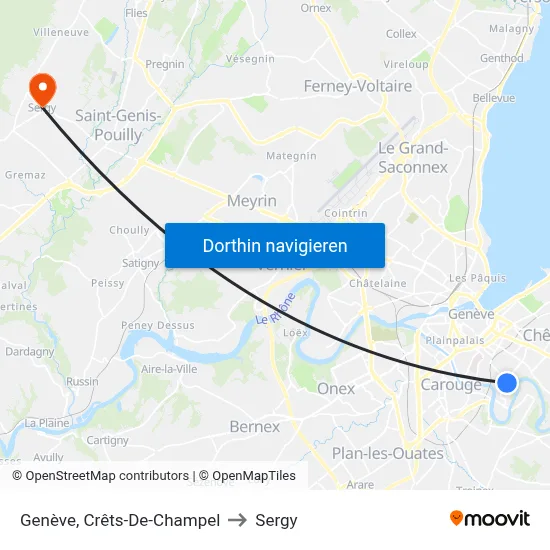 Genève, Crêts-De-Champel to Sergy map