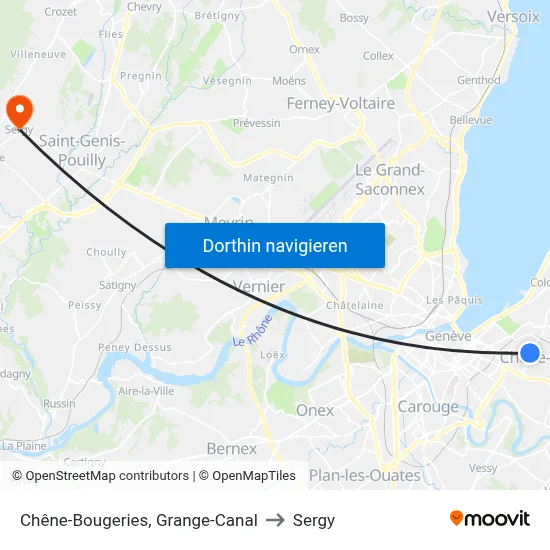 Chêne-Bougeries, Grange-Canal to Sergy map