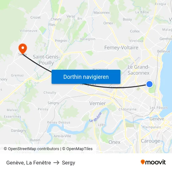Genève, La Fenêtre to Sergy map