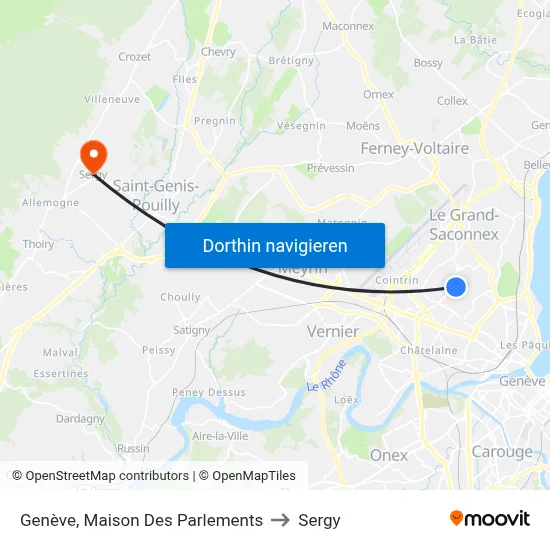 Genève, Maison Des Parlements to Sergy map